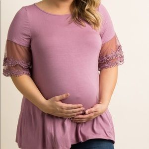 Pink Blush Maternity Plus Size Lace Top